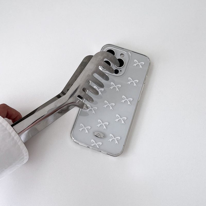 Pure white bow jelly hard case (clear)