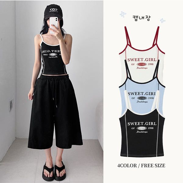 hijjoo(ハイチュー)の「Sweet color lettering sleeveless top (3 colors)(Tops)」