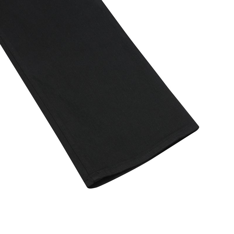 PISTOL BACK LEATHER DOUBLE CROSS WIDE BOOTS CUT COTTON PANTS