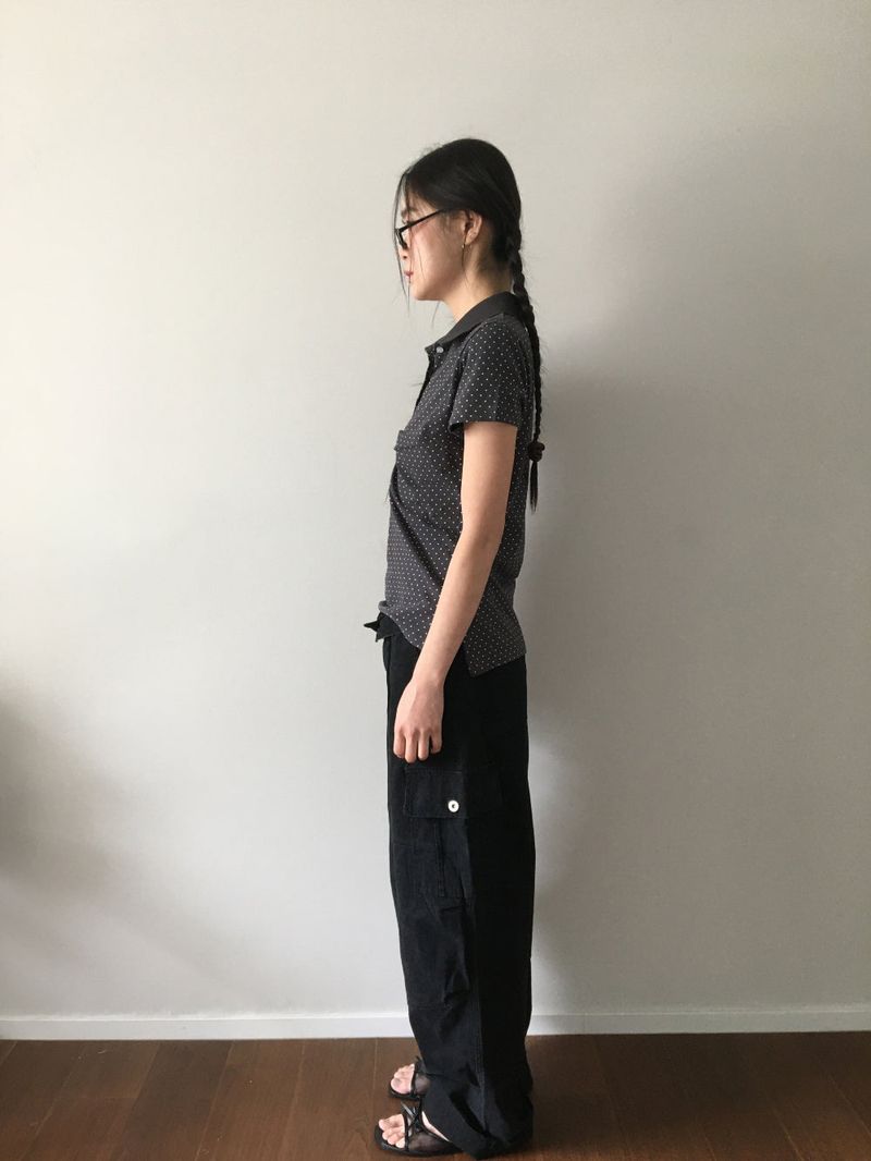 Shirring Dot Collar T-Shirt (3color)