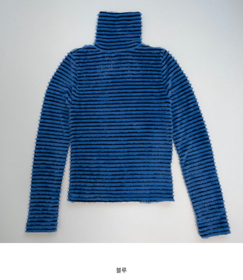 Tencel turtleneck striped t