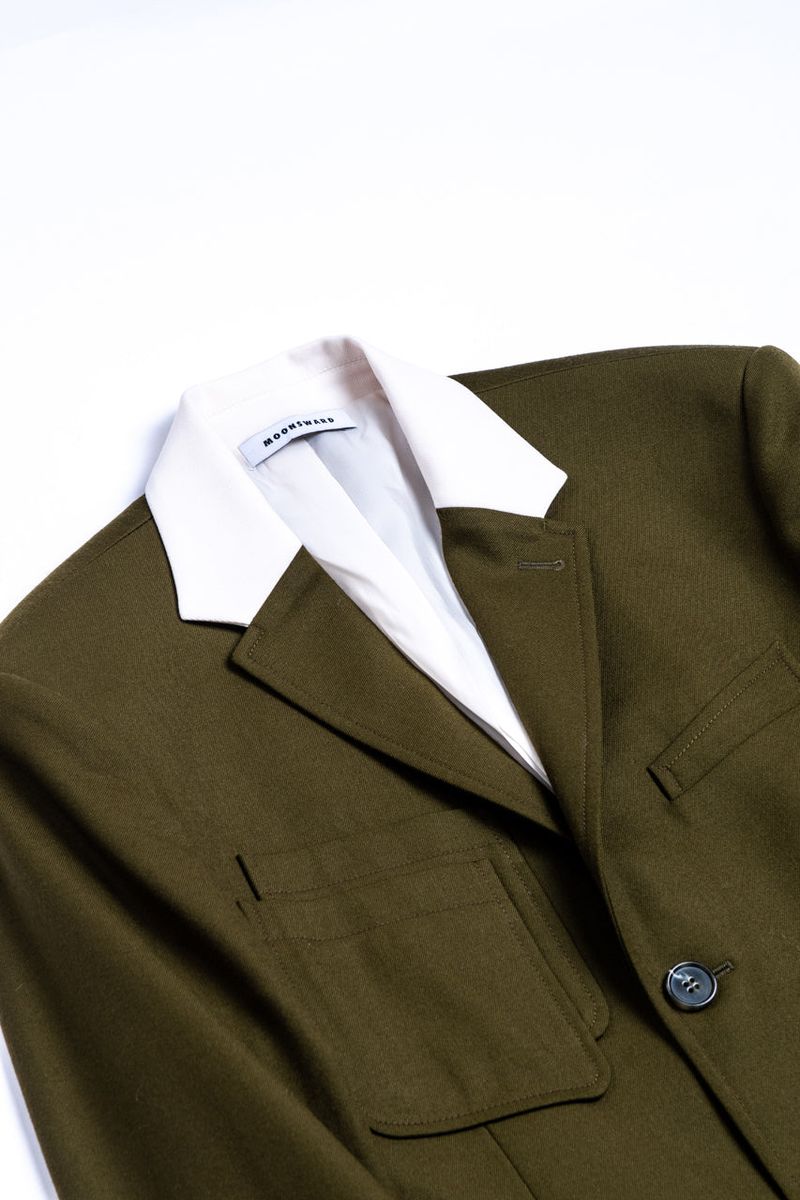 Olive Green Sleeve Layered Jacket