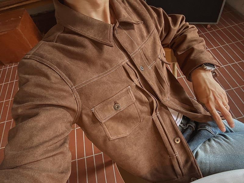 ASCLO Suede Crop Trucker Jacket (4color)