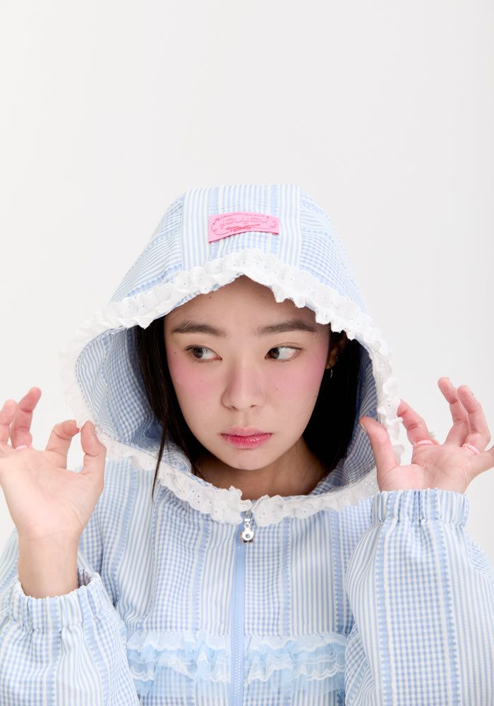 nefnef(ネプネプ)の「レースフリルジャンパー_ブルー(ジャケット/アウター)」
