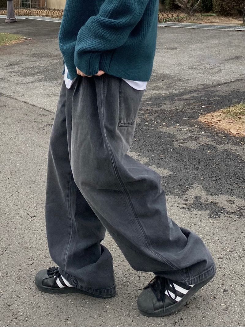 Two-tuck denim balloon pants 2C