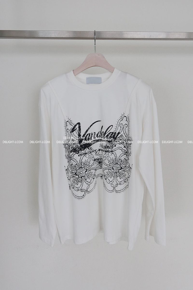 a lace bustier printed T-shirt