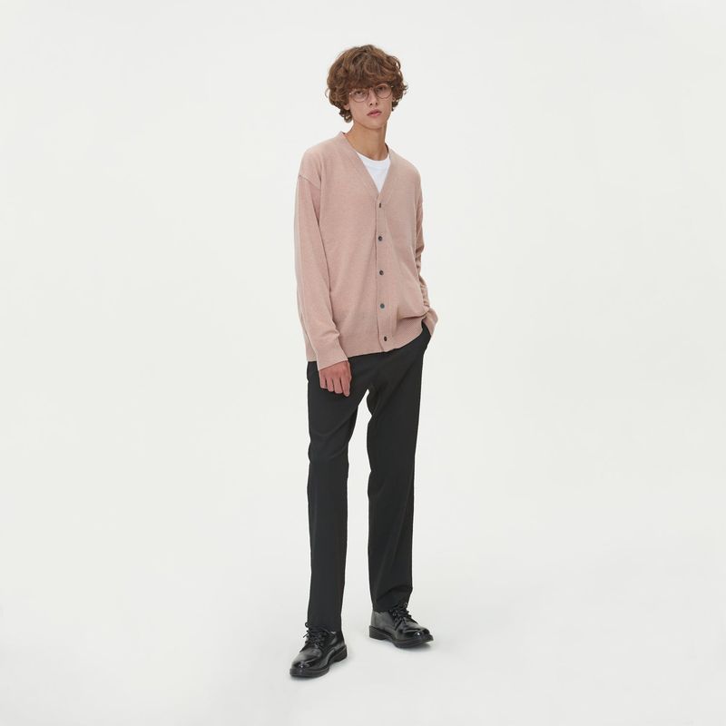 LAMBSWOOL V NECK CARDIGAN_PINK