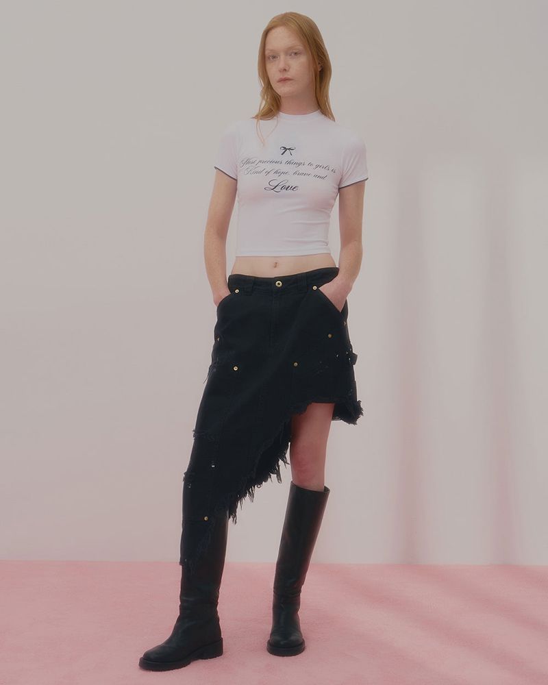 LOVE LACE CROP TSHIRT-WHITE