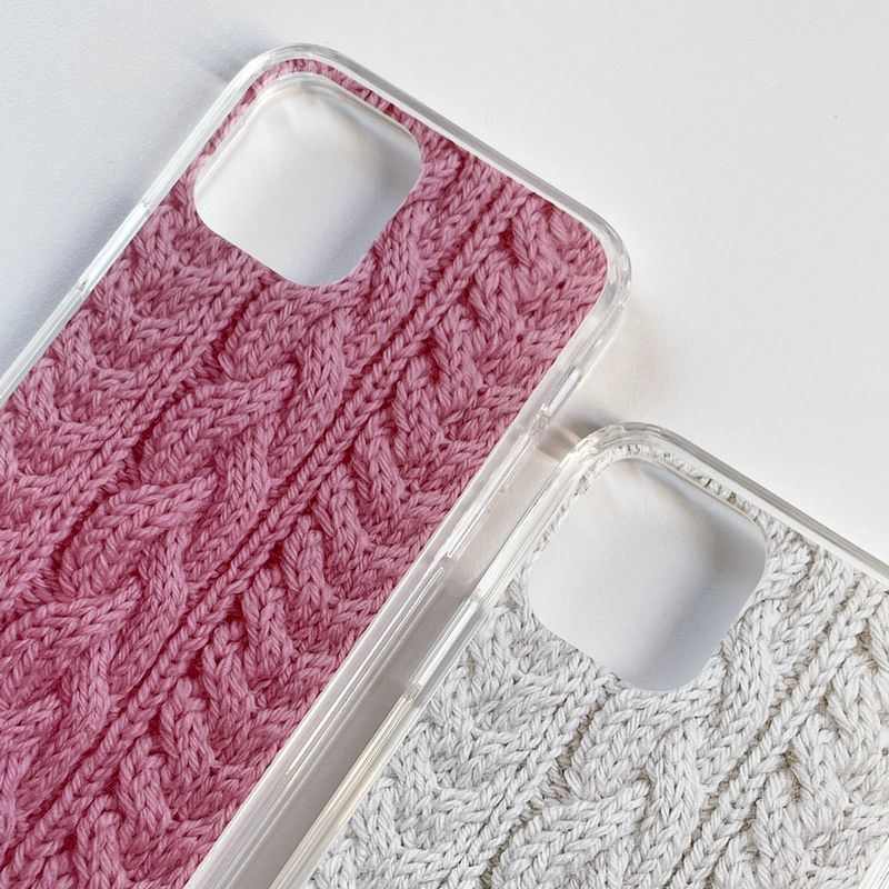 CABLE KNIT HARD JELL CASE_PINK