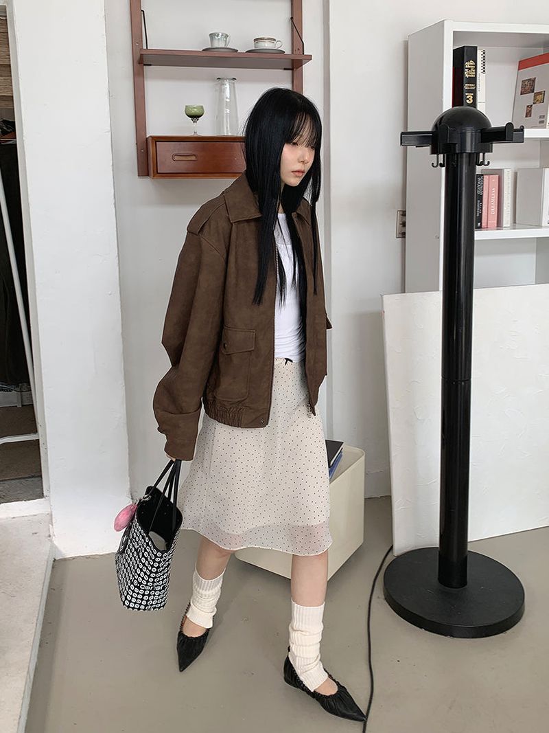 DOT MIDI CHIFFON SKIRT (2C)