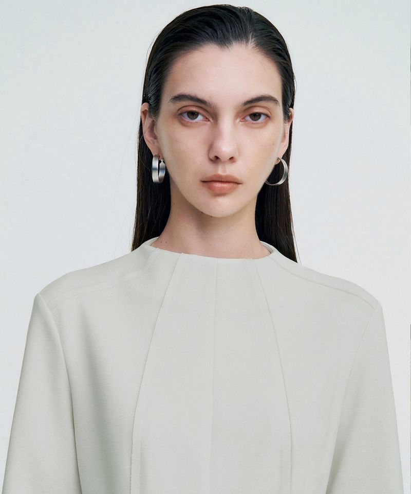 Raw Edge Balloon Dress _ IVORY