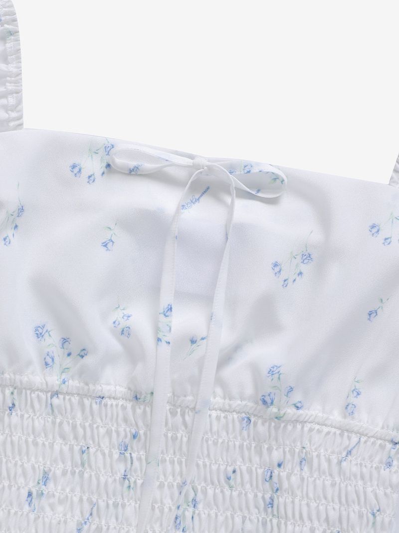 Floral puff blouse (White)