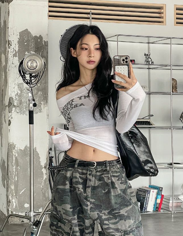 Pattern Rivet Pin Tuck Balloon Cargo Pants