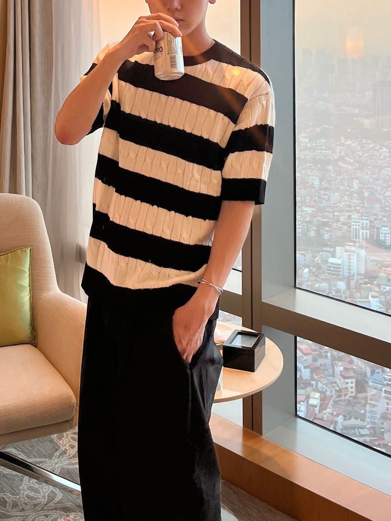 MR Cable Stirpe half knit