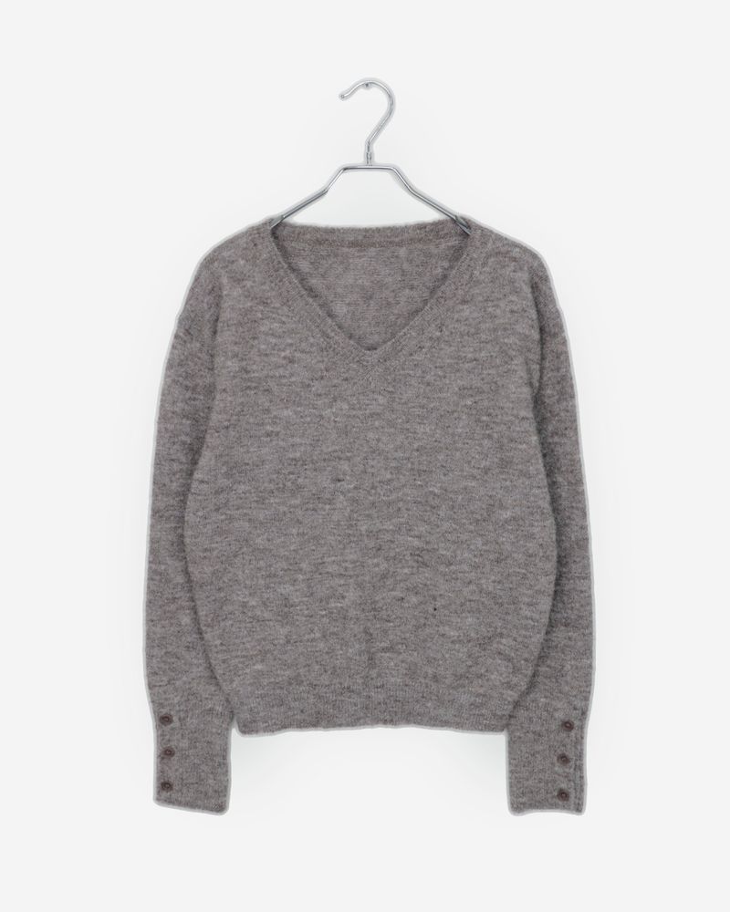 Eha Button Warmer Wool V-neck Knit