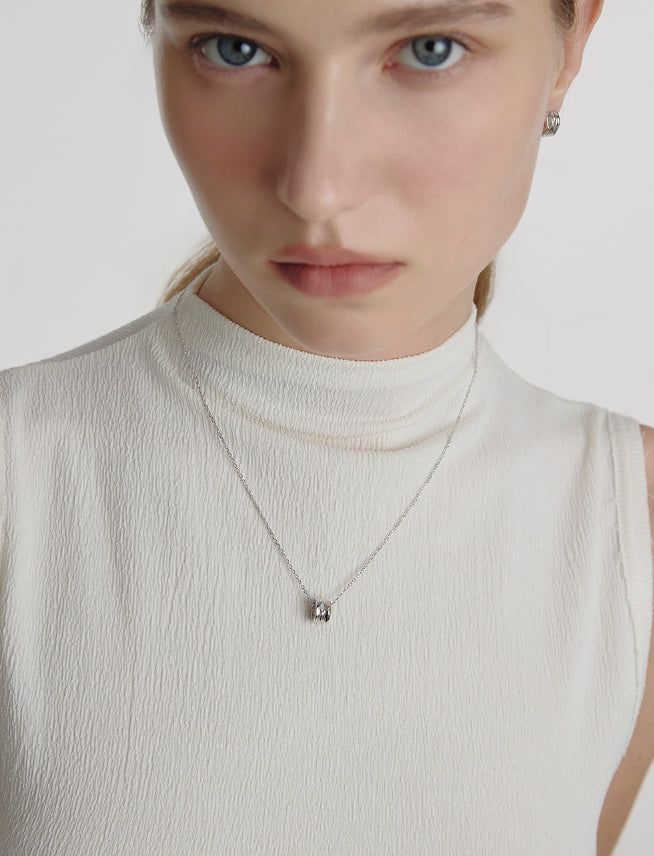 26SS★ Triple Silver Cutout Necklace S