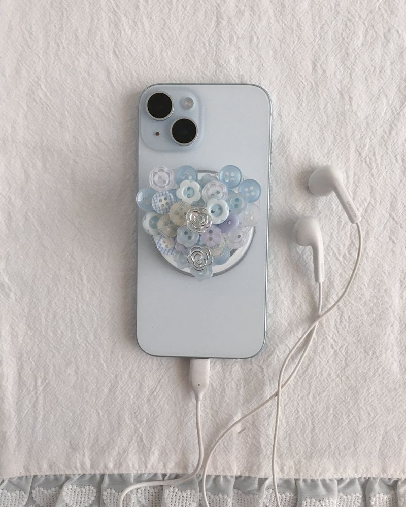 PAIR OF LOVE（ペアオブラブ）の「[MAG SAFE] ブルーヴィンテージボタンハーフトック（スマホグッズ/小物）」