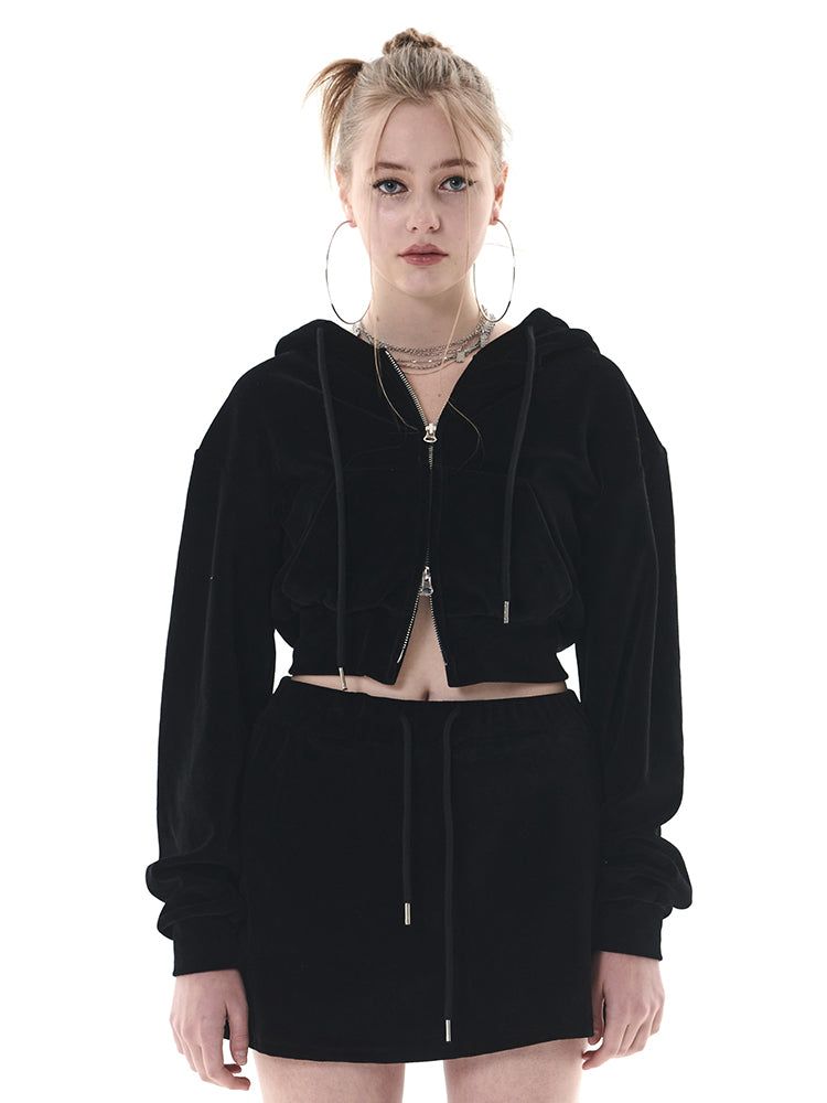 GATELESS（ゲートレス）の「22 VELVET CROPPED HOODY（Tops）」