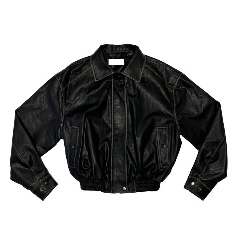 Fold leather jacket