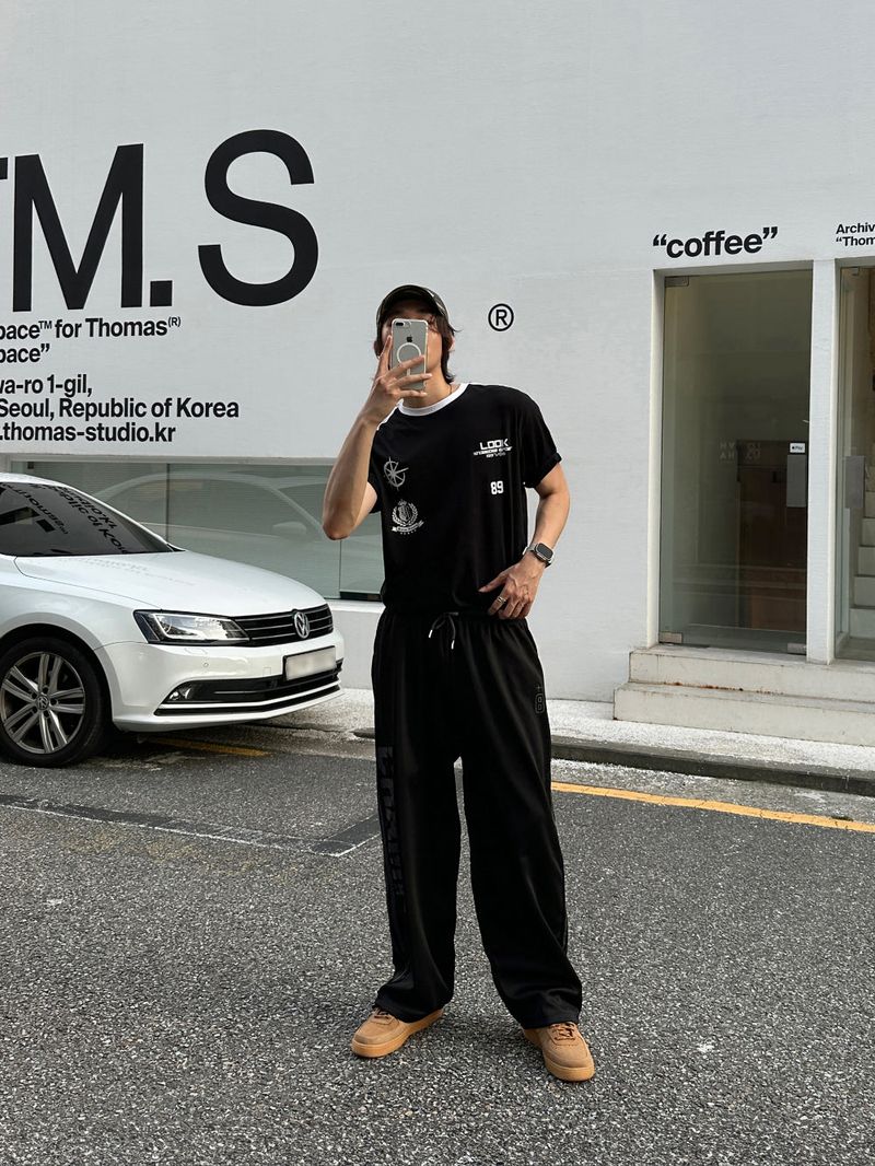 lemenne(ルメンヌ)の「LMN バートラックエアフィット半袖Tシャツ + クラックチャンプラインワイドパンツ(セットアップ)」