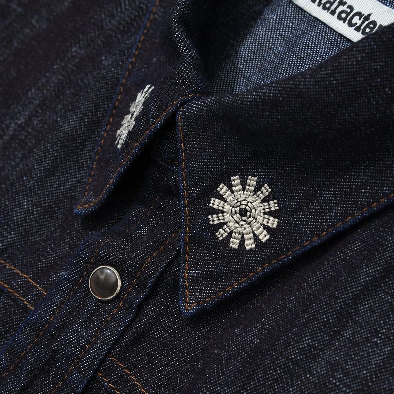 Western linen denim shirts / Dark indigo