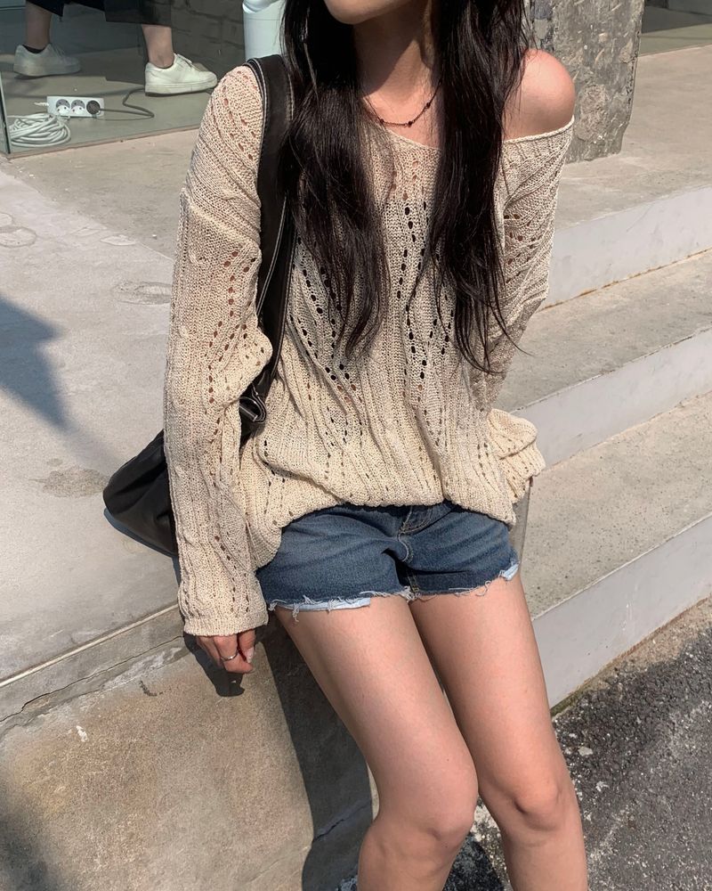 Sand denim shorts