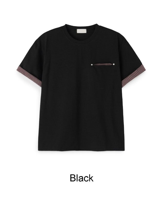 Seren check roll-up short-sleeve tee