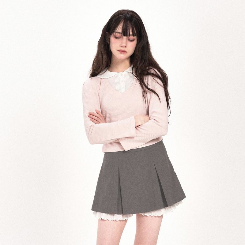 PETITE LAYERED WINTER BLOUSE - PINK