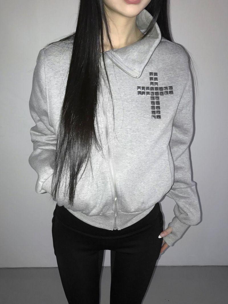tuebe cross high neck zip-up(2 color)