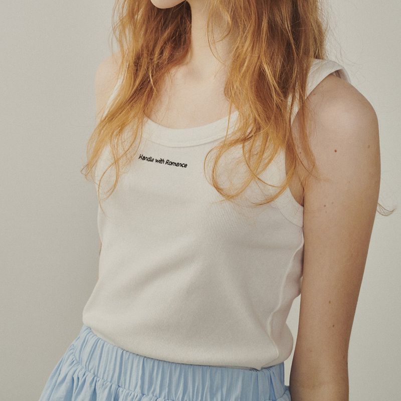 Ribbed Jersey Lettering Sleeveless T-shirt