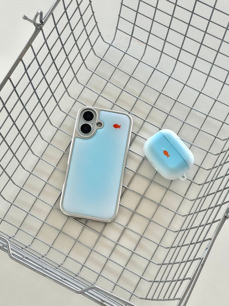 BLUE GOLDFISH Silver Epoxy Case