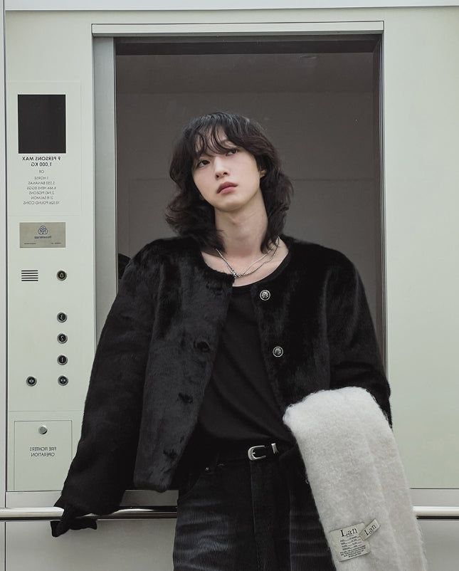 Mink reversible crop antique jacket