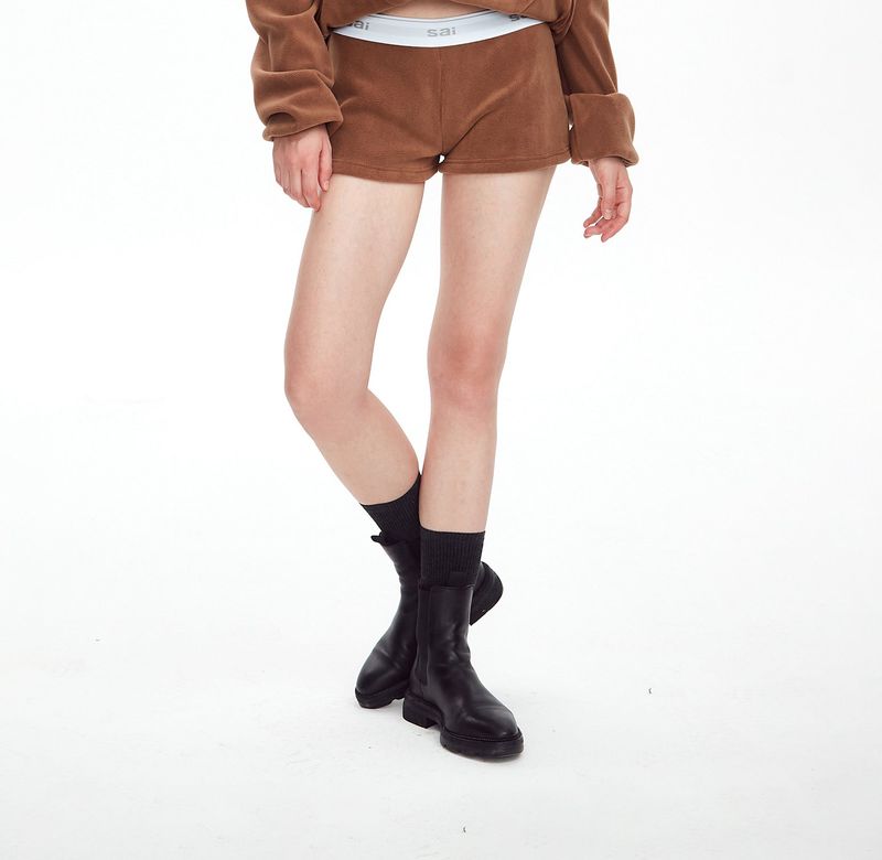 elastic fleece sai shorts