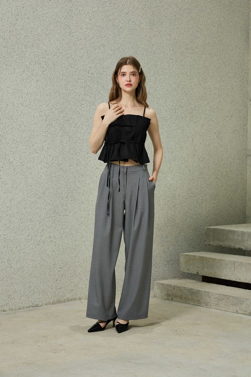 TOMO WIDE SLACKS / CHARCOAL