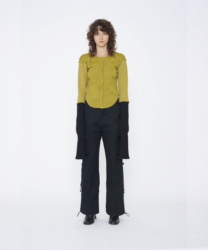 BICOLOR EXTRA LONG SLEEVE RIB TOP