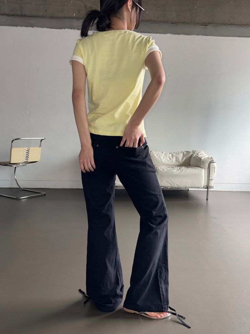 Rizley Elastic Waist Cotton Bootcut Pants 2color