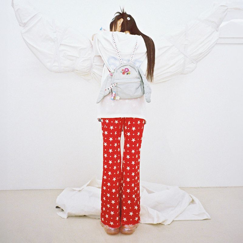 Starry Velvet Bootcut Pants - RED