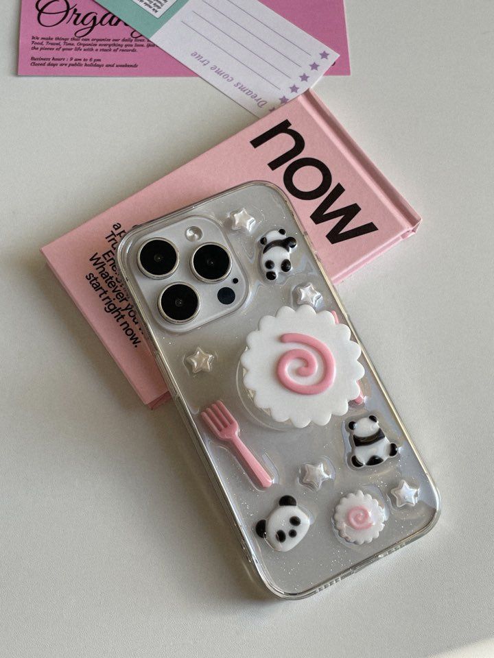 [MADE] Panda Narutomaki Resin Cell Phone Case Narutomaki Grip Tok Set