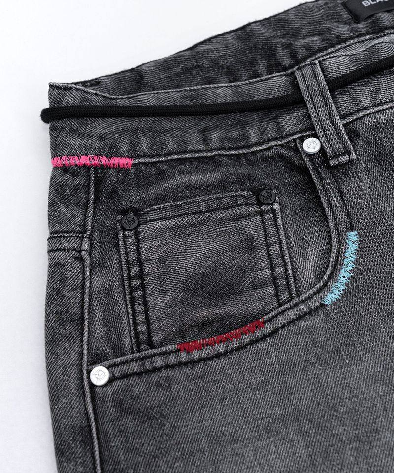 BBD Pop Clash Multi Patch Denim Pants (Vintage Black)
