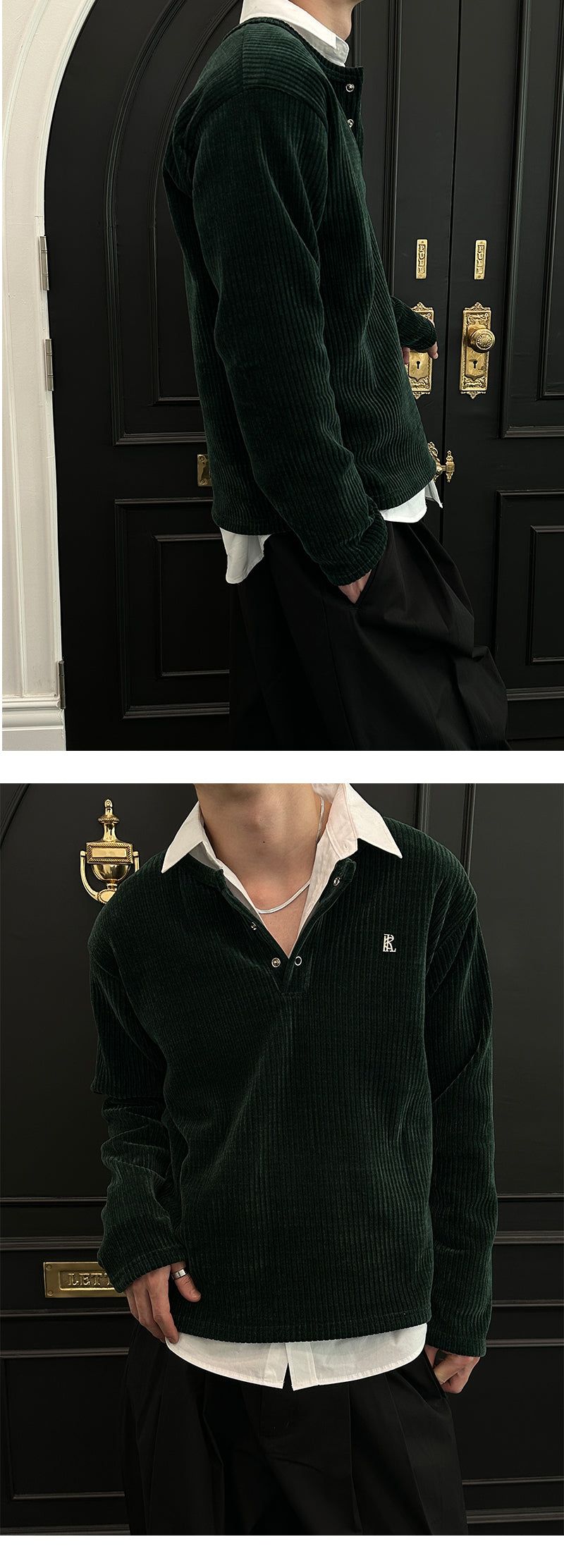 [MADE] Velvet golgi henry neck knit sleeves(3color)