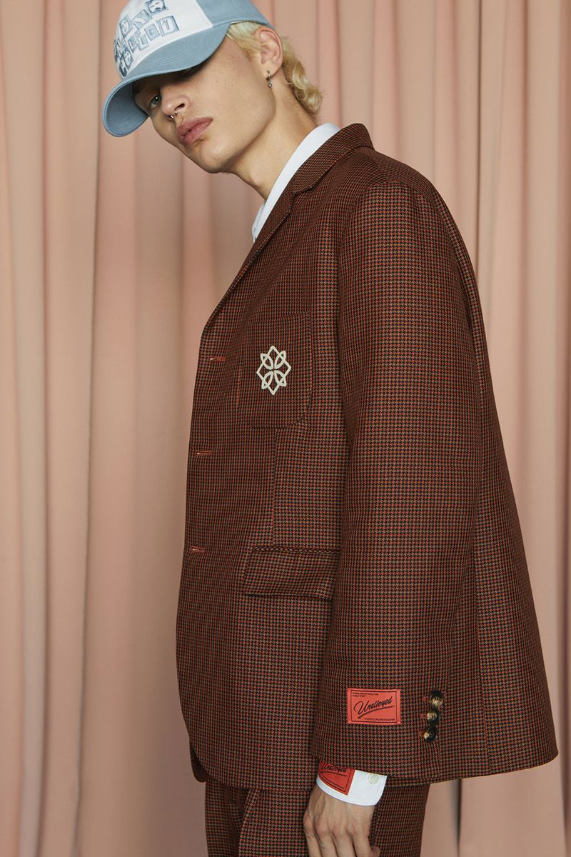 SYMBOL CHECK JACKET / NAVY&ORANGE