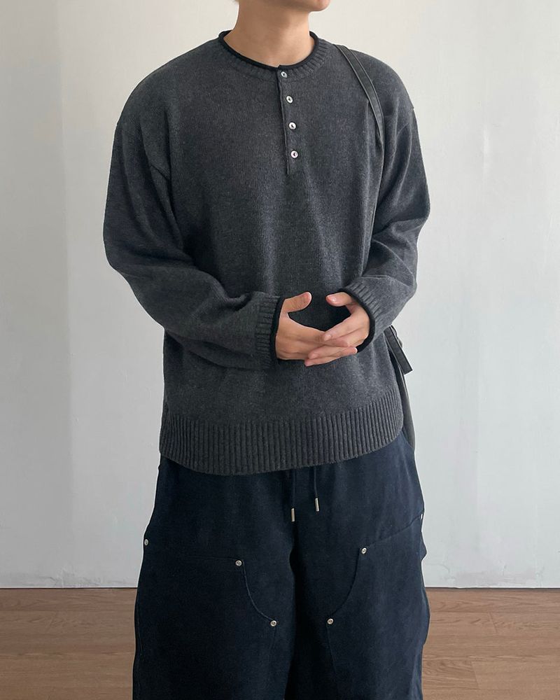 エルビン ラムズウール ヘンリーニット