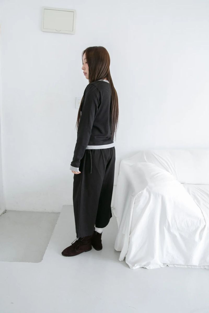 strap banding cotton capri pants(2colors)