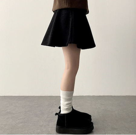 Lorton Wool Pin Tuck Flared Miniskirt
