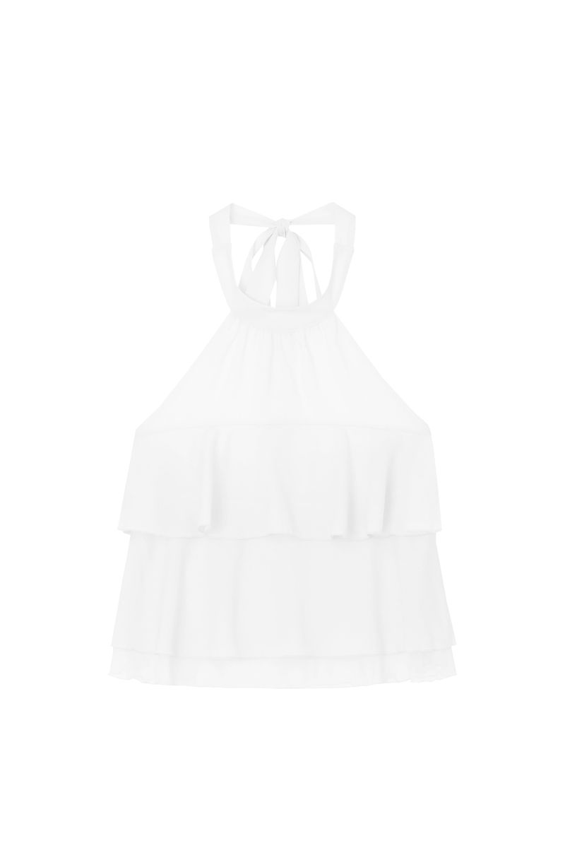 Kleesier(クリーシーア)の「Dear rosy chiffon halter blouse, White(Tops)」