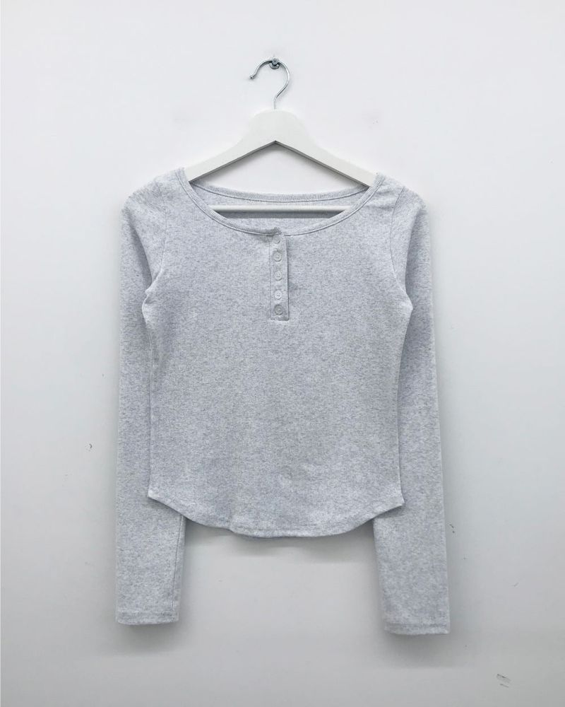 Liège button boat neck t-shirt (3color)