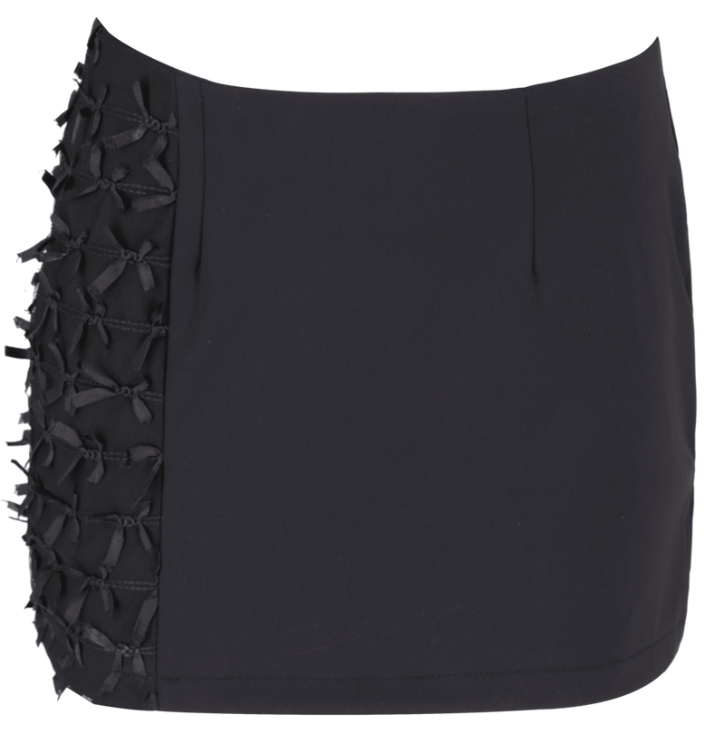  [Seow] Flap mesh ribbon sk, black