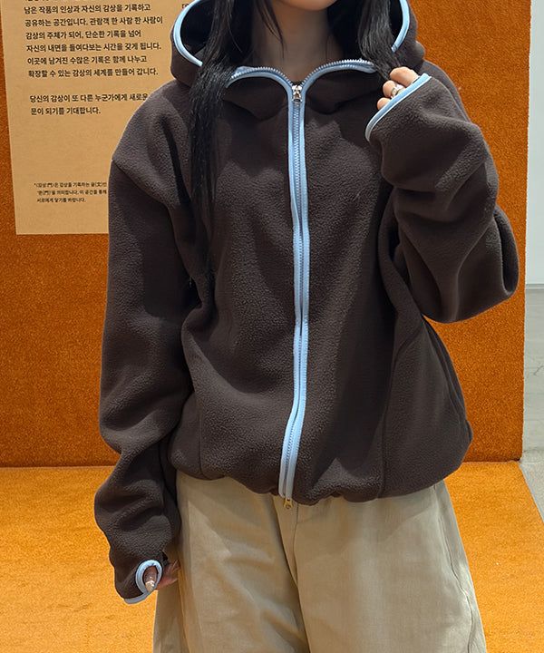 MUZESEOUL（ミューズソウル）の「[Unisex] Line fleece hood zip up(3color)（Jackets/Outerwear）」