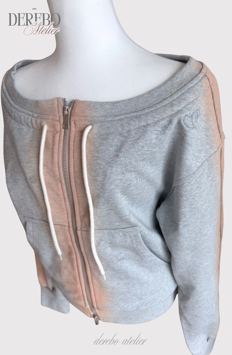 Gradient Off-Shoulder Zip-Up (PANTS)