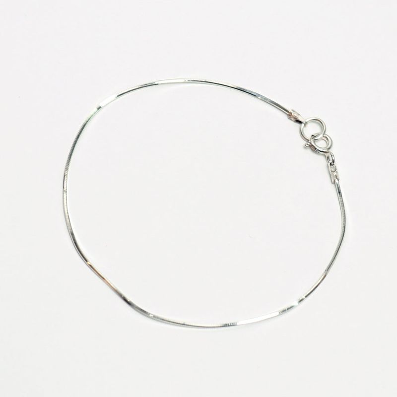 silver thin snake chain anklet (silver